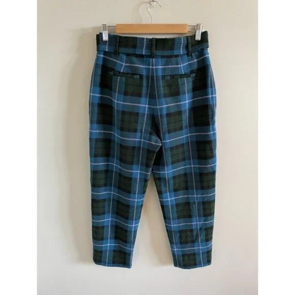 Aritzia Wilfred Blue Plaid Tie Front Pants Size 6 - Picture 8 of 11